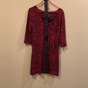 RED/BLACK GIORGIO DI MARE MINI V-NECK DRESS-SIZE S